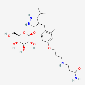 molecular formula C26H44N4O8 B12348942 3-[3-[3-methyl-4-[[3-propan-2-yl-5-[(2S,3R,4S,5S,6R)-3,4,5-trihydroxy-6-(hydroxymethyl)oxan-2-yl]oxypyrazolidin-4-yl]methyl]phenoxy]propylamino]propanamide 