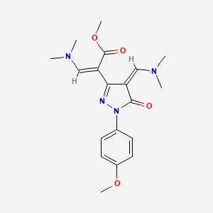 molecular formula C19H24N4O4 B12348976 methyl (Z)-3-(dimethylamino)-2-[(4Z)-4-(dimethylaminomethylidene)-1-(4-methoxyphenyl)-5-oxopyrazol-3-yl]prop-2-enoate 