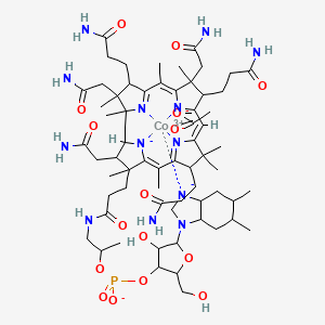 molecular formula C64H98CoN13O16P- B12349077 cobalt(3+);[5-(5,6-dimethyl-3a,4,5,6,7,7a-hexahydro-2H-benzimidazol-3-id-1-yl)-4-hydroxy-2-(hydroxymethyl)oxolan-3-yl] 1-[3-[(4Z,9Z,14Z)-2,13,18-tris(2-amino-2-oxoethyl)-7,12,17-tris(3-amino-3-oxopropyl)-3,5,8,8,13,15,18,19-octamethyl-2,7,12,17-tetrahydro-1H-corrin-21-id-3-yl]propanoylamino]propan-2-yl phosphate;acetate 