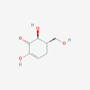 molecular formula C7H10O4 B1234909 5D-(5/6)-2,6-dihydroxy-5-(hydroxymethyl)cyclohex-2-en-1-one 