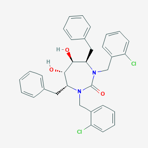 B123491 2H-1,3-Diazepin-2-one, 1,3-bis((2-chlorophenyl)methyl)hexahydro-5,6-dihydroxy-4,7-bis(phenylmethyl)-, (4R,5S,6S,7R)- CAS No. 153182-55-9