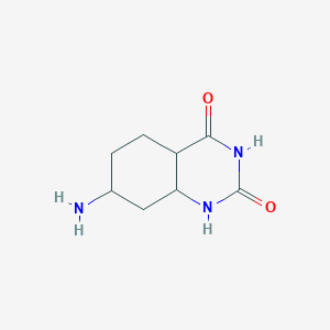 molecular formula C8H13N3O2 B12349110 7-amino-4a,5,6,7,8,8a-hexahydro-1H-quinazoline-2,4-dione 