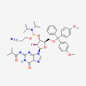 N-[9-[(2R,3S,4R,5R)-5-[[bis(4-methoxyphenyl)-phenylmethoxy]methyl]-4-[2-cyanoethoxy-[di(propan-2-yl)amino]phosphanyl]oxy-3-fluorooxolan-2-yl]-6-oxo-5H-purin-2-ylidene]-2-methylpropanamide