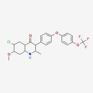 molecular formula C24H25ClF3NO4 B12349212 6-chloro-7-methoxy-2-methyl-3-[4-[4-(trifluoromethoxy)phenoxy]phenyl]-2,3,4a,5,6,7,8,8a-octahydro-1H-quinolin-4-one 