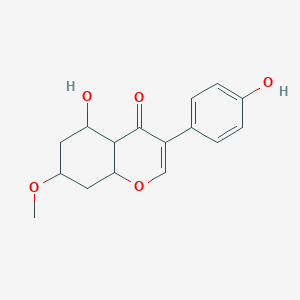 molecular formula C16H18O5 B12349290 5-Hydroxy-3-(4-hydroxyphenyl)-7-methoxy-4a,5,6,7,8,8a-hexahydrochromen-4-one 