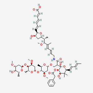 (2E,4E,6E)-7-[(2R,3R)-5-[(2S,4E,6E)-8-[[2-[(2R,3R,4R,6S)-2,4-dihydroxy-5,5-dimethyl-6-[(1E,3E)-penta-1,3-dienyl]-3-(2-phenylacetyl)oxyoxan-2-yl]-3-[(2S,4R,6R)-5-[(2S,4S,5R,6R)-5-[(2R,4R,5S,6R)-5-hydroxy-4-methoxy-6-methyloxan-2-yl]oxy-4-methoxy-6-methyloxan-2-yl]oxy-4-methoxy-6-methyloxan-2-yl]oxypropanoyl]amino]-3-methoxy-4-methylocta-4,6-dien-2-yl]-3-hydroxyoxolan-2-yl]hepta-2,4,6-trienoic acid