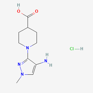 molecular formula C10H17ClN4O2 B12349341 1-(4-Amino-1-methylpyrazol-3-yl)piperidine-4-carboxylic acid;hydrochloride CAS No. 1431968-13-6