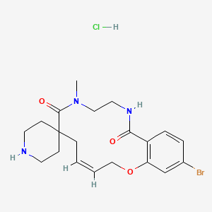 molecular formula C20H27BrClN3O3 B12349400 15-Bromo-8-methyl-2,5,7,8,9,10,11,12-octahydrospiro[1,8,11-benzoxadiazacyclotetradecine-6,4'-piperidine]-7,12-dione hydrochloride 