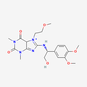 molecular formula C20H28N5O6+ B12349434 8-[[(1R)-1-(3,4-dimethoxyphenyl)-2-hydroxyethyl]amino]-7-(2-methoxyethyl)-1,3-dimethyl-5H-purin-7-ium-2,6-dione 