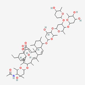 N-[6-[[(7Z,11Z,23Z)-17-[5-[5-(4,5-dihydroxy-6-methyloxan-2-yl)oxy-4-(5-hydroxy-6-methyloxan-2-yl)oxy-6-methyloxan-2-yl]oxy-4-hydroxy-6-methyloxan-2-yl]oxy-3-ethyl-23-hydroxy-8,10,12,18,20,22-hexamethyl-25,27-dioxo-26-oxapentacyclo[22.2.1.01,6.013,22.016,21]heptacosa-4,7,11,14,23-pentaen-9-yl]oxy]-4-hydroxy-2,4-dimethyloxan-3-yl]acetamide