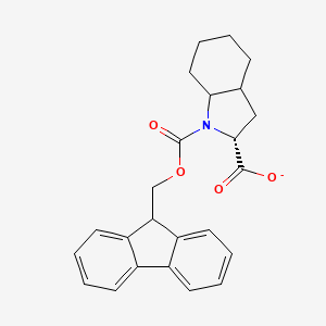 molecular formula C24H24NO4- B12349551 1H-Indole-1,2-dicarboxylic acid, octahydro-, 1-(9H-fluoren-9-ylmethyl) ester, (2R)- 