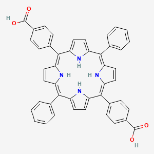 molecular formula C46H32N4O4 B12349622 Benzoic acid, 4,4'-(10,20-diphenyl-21H,23H-porphine-5,15-diyl)bis- 