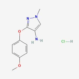 molecular formula C11H14ClN3O2 B12349730 3-(4-Methoxyphenoxy)-1-methylpyrazol-4-amine;hydrochloride CAS No. 1431968-10-3