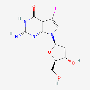 7-[(2R,4S,5R)-4-hydroxy-5-(hydroxymethyl)oxolan-2-yl]-2-imino-5-iodo-4aH-pyrrolo[2,3-d]pyrimidin-4-one