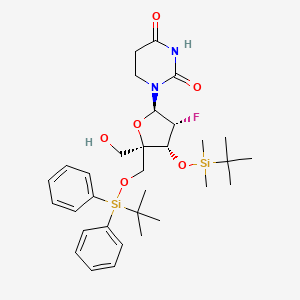 molecular formula C32H47FN2O6Si2 B12349811 2'-Deoxy-3'-O-TBS-5'-O-TBDPS-2'-fluoro-4'-C-(hydroxymethyl)-uridine 