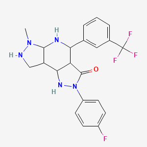 molecular formula C21H21F4N5O B12349818 4-(4-Fluorophenyl)-10-methyl-7-[3-(trifluoromethyl)phenyl]-3,4,8,10,11-pentazatricyclo[7.3.0.02,6]dodecan-5-one 