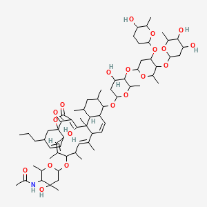 molecular formula C68H103NO20 B12349923 N-[6-[[(7Z,11Z,23Z)-17-[5-[5-(4,5-dihydroxy-6-methyloxan-2-yl)oxy-4-(5-hydroxy-6-methyloxan-2-yl)oxy-6-methyloxan-2-yl]oxy-4-hydroxy-6-methyloxan-2-yl]oxy-23-hydroxy-8,10,12,18,20,22-hexamethyl-25,27-dioxo-3-propyl-26-oxapentacyclo[22.2.1.01,6.013,22.016,21]heptacosa-4,7,11,14,23-pentaen-9-yl]oxy]-4-hydroxy-2,4-dimethyloxan-3-yl]acetamide 