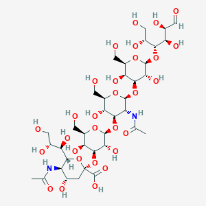 molecular formula C37H62N2O29 B12350093 (2S,4S,5R,6R)-5-Acetamido-2-(((2R,3R,4S,5S,6R)-2-(((2S,3R,4R,5S,6R)-3-acetamido-2-(((2R,3S,4S,5R,6S)-3,5-dihydroxy-2-(hydroxymethyl)-6-(((2R,3R,4R,5R)-1,2,4,5-tetrahydroxy-6-oxohexan-3-yl)oxy)tetrahydro-2H-pyran-4-yl)oxy)-5-hydroxy-6-(hydroxymethyl)tetrah CAS No. 64003-53-8