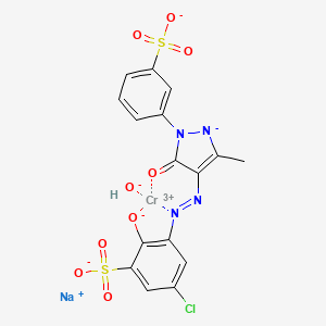 molecular formula C16H10ClCrN4NaO9S2- B12350108 sodium;5-chloro-3-[[3-methyl-5-oxo-1-(3-sulfonatophenyl)pyrazol-2-id-4-yl]diazenyl]-2-oxidobenzenesulfonate;chromium(3+);hydroxide 