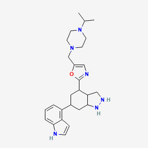 2-[6-(1H-indol-4-yl)-2,3,3a,4,5,6,7,7a-octahydro-1H-indazol-4-yl]-5-[(4-propan-2-ylpiperazin-1-yl)methyl]-1,3-oxazole