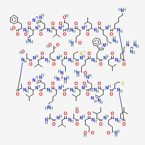 5-[[1-[[5-amino-1-[[1-[[1-[[1-[[4-amino-1-[[1-[[2-[[6-amino-1-[[1-[[1-[[1-[[1-[[1-[[1-[[1-[[1-[[5-amino-1-[[1-[[1-[[1-[[6-amino-1-[[6-amino-1-[[1-[[5-amino-1-[[1-[[1-[[1-[[4-amino-1-[(1-carboxy-2-phenylethyl)amino]-1,4-dioxobutan-2-yl]amino]-3-(1H-imidazol-5-yl)-1-oxopropan-2-yl]amino]-3-methyl-1-oxobutan-2-yl]amino]-3-carboxy-1-oxopropan-2-yl]amino]-1,5-dioxopentan-2-yl]amino]-4-methyl-1-oxopentan-2-yl]amino]-1-oxohexan-2-yl]amino]-1-oxohexan-2-yl]amino]-5-carbamimidamido-1-oxopentan-2-yl]amino]-4-methyl-1-oxopentan-2-yl]amino]-3-(1H-indol-3-yl)-1-oxopropan-2-yl]amino]-1,5-dioxopentan-2-yl]amino]-4-methylsulfanyl-1-oxobutan-2-yl]amino]-5-carbamimidamido-1-oxopentan-2-yl]amino]-4-carboxy-1-oxobutan-2-yl]amino]-3-methyl-1-oxobutan-2-yl]amino]-3-hydroxy-1-oxopropan-2-yl]amino]-1-oxopropan-2-yl]amino]-4-methyl-1-oxopentan-2-yl]amino]-3-(1H-imidazol-5-yl)-1-oxopropan-2-yl]amino]-1-oxohexan-2-yl]amino]-2-oxoethyl]amino]-4-methyl-1-oxopentan-2-yl]amino]-1,4-dioxobutan-2-yl]amino]-3-(1H-imidazol-5-yl)-1-oxopropan-2-yl]amino]-4-methylsulfanyl-1-oxobutan-2-yl]amino]-4-methyl-1-oxopentan-2-yl]amino]-1,5-dioxopentan-2-yl]amino]-3-methyl-1-oxopentan-2-yl]amino]-4-[[2-[[2-(2-aminopropanoylamino)-3-methylbutanoyl]amino]-3-hydroxypropanoyl]amino]-5-oxopentanoic acid