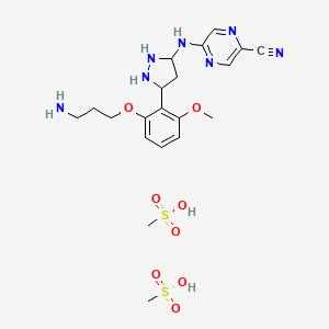 5-[[5-[2-(3-Aminopropoxy)-6-methoxyphenyl]pyrazolidin-3-yl]amino]pyrazine-2-carbonitrile;methanesulfonic acid