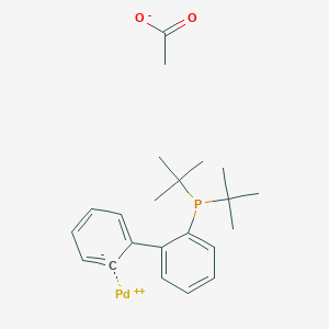 molecular formula C22H29O2PPd B12350335 Ditert-butyl-(2-phenylphenyl)phosphane;palladium(2+);acetate 