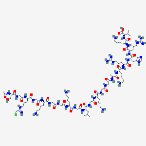 (2S)-2-[[(2S)-2-[[(2S)-2-[[(2S)-2-[[(2S)-2-[[(2S)-2-[[(2S)-2-[[2-[[2-[[(2S)-2-[[2-[[(2S)-2-[[2-[[(2S)-2-[[2-[[2-[[(2S)-2-[[2-[[(2S)-2-[[2-[[(2S)-2-acetamido-3-hydroxypropanoyl]amino]acetyl]amino]-5-[(2-chloroethanimidoyl)amino]pentanoyl]amino]acetyl]amino]-6-aminohexanoyl]amino]acetyl]amino]acetyl]amino]-6-aminohexanoyl]amino]acetyl]amino]-4-methylpentanoyl]amino]acetyl]amino]-6-aminohexanoyl]amino]acetyl]amino]acetyl]amino]propanoyl]amino]-6-aminohexanoyl]amino]-5-carbamimidamidopentanoyl]amino]-3-(1H-imidazol-5-yl)propanoyl]amino]-5-carbamimidamidopentanoyl]amino]-6-aminohexanoyl]amino]-3-methylbutanoic acid