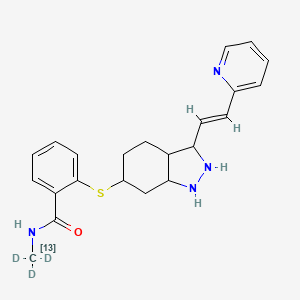 molecular formula C22H26N4OS B12350401 2-[[3-[(E)-2-pyridin-2-ylethenyl]-2,3,3a,4,5,6,7,7a-octahydro-1H-indazol-6-yl]sulfanyl]-N-(trideuterio(113C)methyl)benzamide 