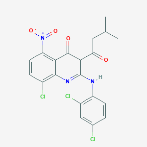 8-chloro-2-(2,4-dichloroanilino)-3-(3-methylbutanoyl)-5-nitro-3H-quinolin-4-one