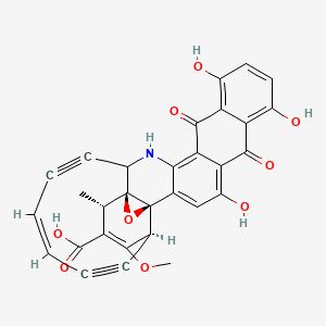 molecular formula C30H19NO9 B1235054 (2R,4S,5S,8S,11Z)-21,24,28-trihydroxy-7-methoxy-5-methyl-19,26-dioxo-3-oxa-16-azaheptacyclo[15.12.0.02,4.02,8.04,15.018,27.020,25]nonacosa-1(29),6,11,17,20,22,24,27-octaen-9,13-diyne-6-carboxylic acid 