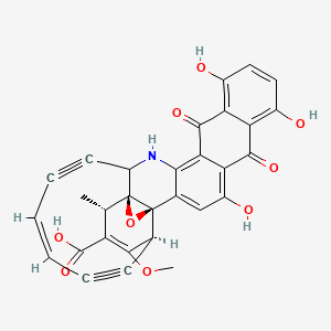 molecular formula C30H19NO9 B1235054 (2R,4S,5S,8S,11Z)-21,24,28-三羟基-7-甲氧基-5-甲基-19,26-二氧代-3-氧杂-16-氮杂七环[15.12.0.02,4.02,8.04,15.018,27.020,25]二十九-1(29),6,11,17,20,22,24,27-八烯-9,13-二炔-6-羧酸 