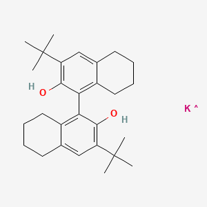 molecular formula C28H38KO2 B12350589 Potassium 3,3'-di-tert-butyl-5,5',6,6',7,7',8,8'-octahydro-[1,1'-binaphthalene]-2,2'-bis(olate) CAS No. 350683-75-9