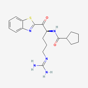 Cyclopentanecarboxylic acid [1-(benzothiazole-2-carbonyl)-4-guanidino-butyl]-amide