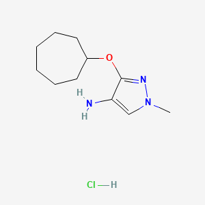 molecular formula C11H20ClN3O B12350608 3-Cycloheptyloxy-1-methylpyrazol-4-amine;hydrochloride CAS No. 1431969-93-5