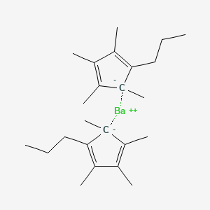 molecular formula C24H38Ba B12350623 Barium, bis(1,2,3,4-tetramethyl-5-propyl-2,4-cyclopentadien-1-yl)- 