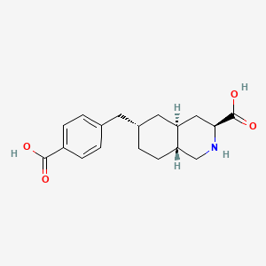 molecular formula C18H23NO4 B1235064 (3S,4aS,6S,8aR)-6-[(4-carboxyphenyl)methyl]-1,2,3,4,4a,5,6,7,8,8a-decahydroisoquinoline-3-carboxylic acid 