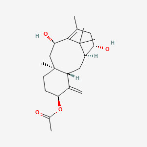 molecular formula C22H34O4 B1235067 10beta,14beta-Dihydroxytaxa-4(20),11-dien-5alpha-yl acetate 