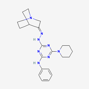 molecular formula C21H28N8 B1235072 2-N-[(E)-1-azabicyclo[2.2.2]octan-3-ylideneamino]-4-N-phenyl-6-piperidin-1-yl-1,3,5-triazine-2,4-diamine 