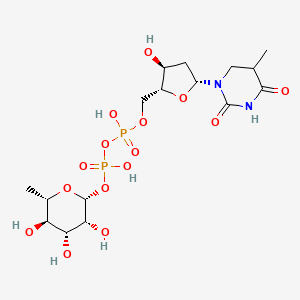 molecular formula C16H28N2O15P2 B12350954 [hydroxy-[[(2R,3S,5R)-3-hydroxy-5-(5-methyl-2,4-dioxopyrimidin-1-yl)oxolan-2-yl]methoxy]phosphoryl] [(3R,4R,5R,6S)-3,4,5-trihydroxy-6-methyloxan-2-yl] hydrogen phosphate 