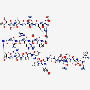 molecular formula C139H210N42O43 B12350983 3-[[2-[[2-[[2-[[2-[[2-[[4-amino-2-[[2-[[2-[2-[[2-[[1-[2-[[2-[[2-[[2-[[2-[2-[[2-[[4-amino-2-[[2-[[2-[[2-[(2-aminoacetyl)amino]-3-(1H-indol-3-yl)propanoyl]amino]-3-hydroxybutanoyl]amino]-4-methylpentanoyl]amino]-4-oxobutanoyl]amino]-3-hydroxypropanoyl]amino]propanoylamino]acetyl]amino]-3-(4-hydroxyphenyl)propanoyl]amino]-4-methylpentanoyl]amino]-4-methylpentanoyl]amino]acetyl]pyrrolidine-2-carbonyl]amino]-3-(1H-imidazol-5-yl)propanoyl]amino]propanoylamino]-3-methylbutanoyl]amino]acetyl]amino]-4-oxobutanoyl]amino]-3-(1H-imidazol-5-yl)propanoyl]amino]-5-carbamimidamidopentanoyl]amino]-3-hydroxypropanoyl]amino]-3-phenylpropanoyl]amino]-3-hydroxypropanoyl]amino]-4-[[6-amino-1-[[4-amino-1-[[2-[[1-[[1-[(1-carboxy-2-hydroxyethyl)amino]-3-hydroxy-1-oxobutan-2-yl]amino]-4-methyl-1-oxopentan-2-yl]amino]-2-oxoethyl]amino]-1,4-dioxobutan-2-yl]amino]-1-oxohexan-2-yl]amino]-4-oxobutanoic acid 