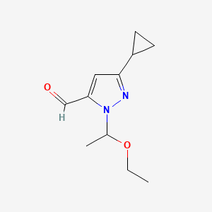 molecular formula C11H16N2O2 B12351057 3-Cyclopropyl-1-(1-ethoxyethyl)-1H-pyrazole-5-carbaldehyde CAS No. 1883290-20-7