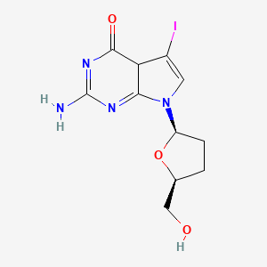 molecular formula C11H13IN4O3 B12351123 2-amino-7-[(2R,5S)-5-(hydroxymethyl)oxolan-2-yl]-5-iodo-4aH-pyrrolo[2,3-d]pyrimidin-4-one 