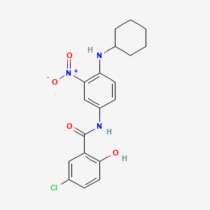 molecular formula C19H20ClN3O4 B1235114 5-Chloro-3'-nitro-4'-cyclohexylaminosalicylanilide CAS No. 62450-33-3