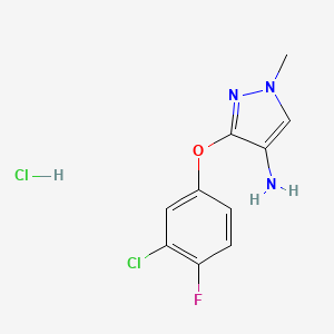 molecular formula C10H10Cl2FN3O B12351162 3-(3-Chloro-4-fluorophenoxy)-1-methylpyrazol-4-amine;hydrochloride CAS No. 1431964-52-1