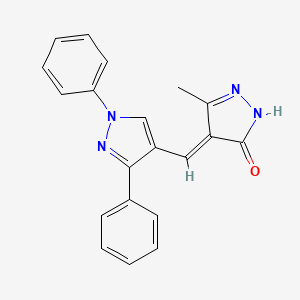 molecular formula C20H16N4O B1235122 (4E)-4-[(1,3-联苯吡唑-4-基)亚甲基]-3-甲基-1H-吡唑-5-酮 