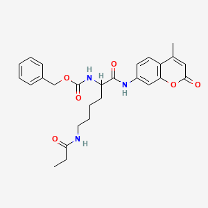 molecular formula C27H31N3O6 B12351289 benzyl N-[1-[(4-methyl-2-oxochromen-7-yl)amino]-1-oxo-6-(propanoylamino)hexan-2-yl]carbamate 