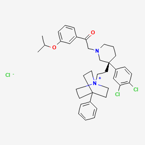 molecular formula C37H45Cl3N2O2 B12351303 2-[(3S)-3-(3,4-dichlorophenyl)-3-[2-(4-phenyl-1-azoniabicyclo[2.2.2]octan-1-yl)ethyl]piperidin-1-yl]-1-(3-propan-2-yloxyphenyl)ethanone;chloride 