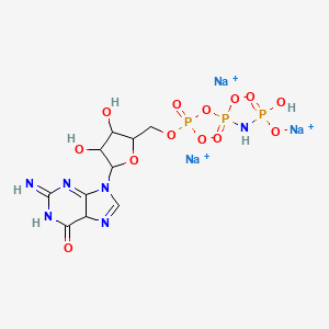 molecular formula C10H14N6Na3O13P3 B12351324 5'-Guanylic acid, monoanhydride with imidodiphosphoric acid, trisodium salt (9CI) 