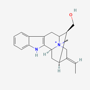 molecular formula C20H25N2O+ B1235134 [(1S,13S,14S,15E,17R)-15-ethylidene-17-methyl-3-aza-17-azoniapentacyclo[12.3.1.02,10.04,9.012,17]octadeca-2(10),4,6,8-tetraen-13-yl]methanol 